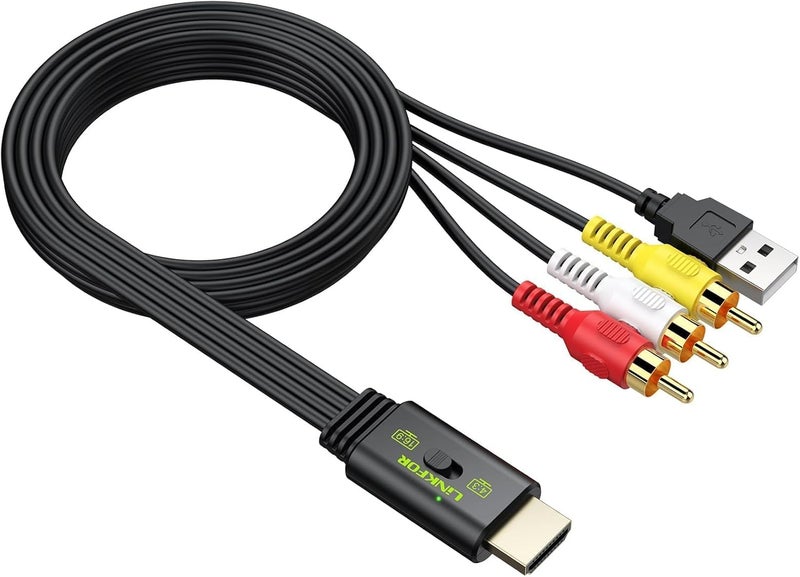 LiNKFOR RCA to HDMI Converter, 1080P AV to HDMI Converter, 16:9/4:3 Conversion Mini Composite CVBS Audio Video Adapter Supports PAL/NTSC for Wii/PS1/PS2/N64 (Male) - Image 1